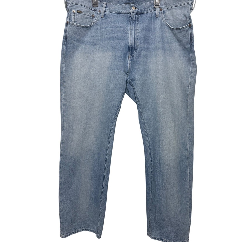 Polo Ralph Lauren Hampton Relaxed Straight Jeans Mens 44x30 Light Wash Denim